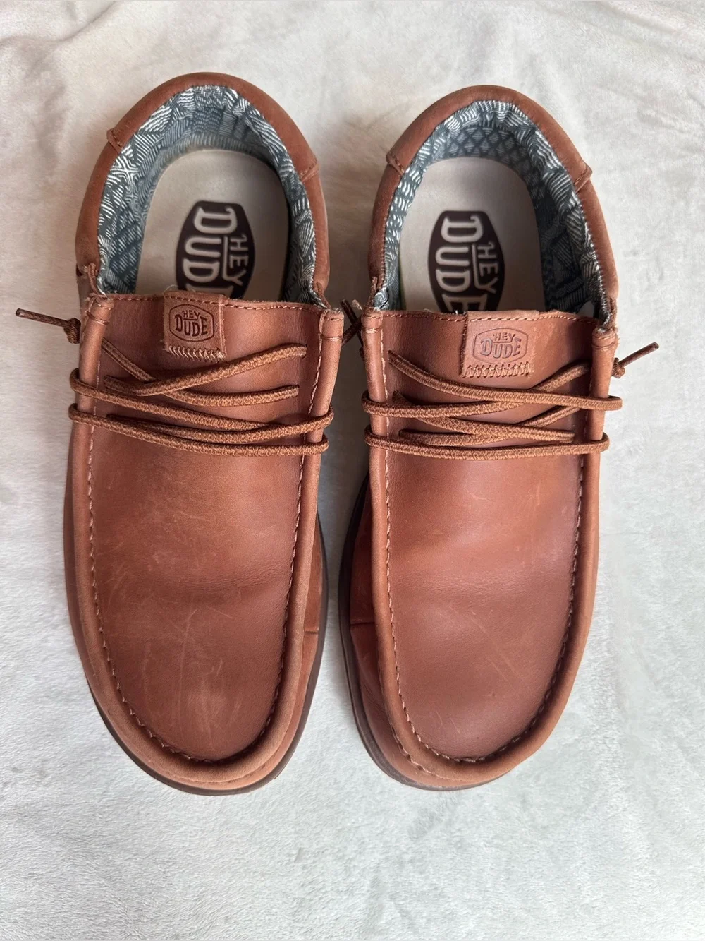 Hey Dude Chestnut Brown Slip-On Loafers with Patterned Lining